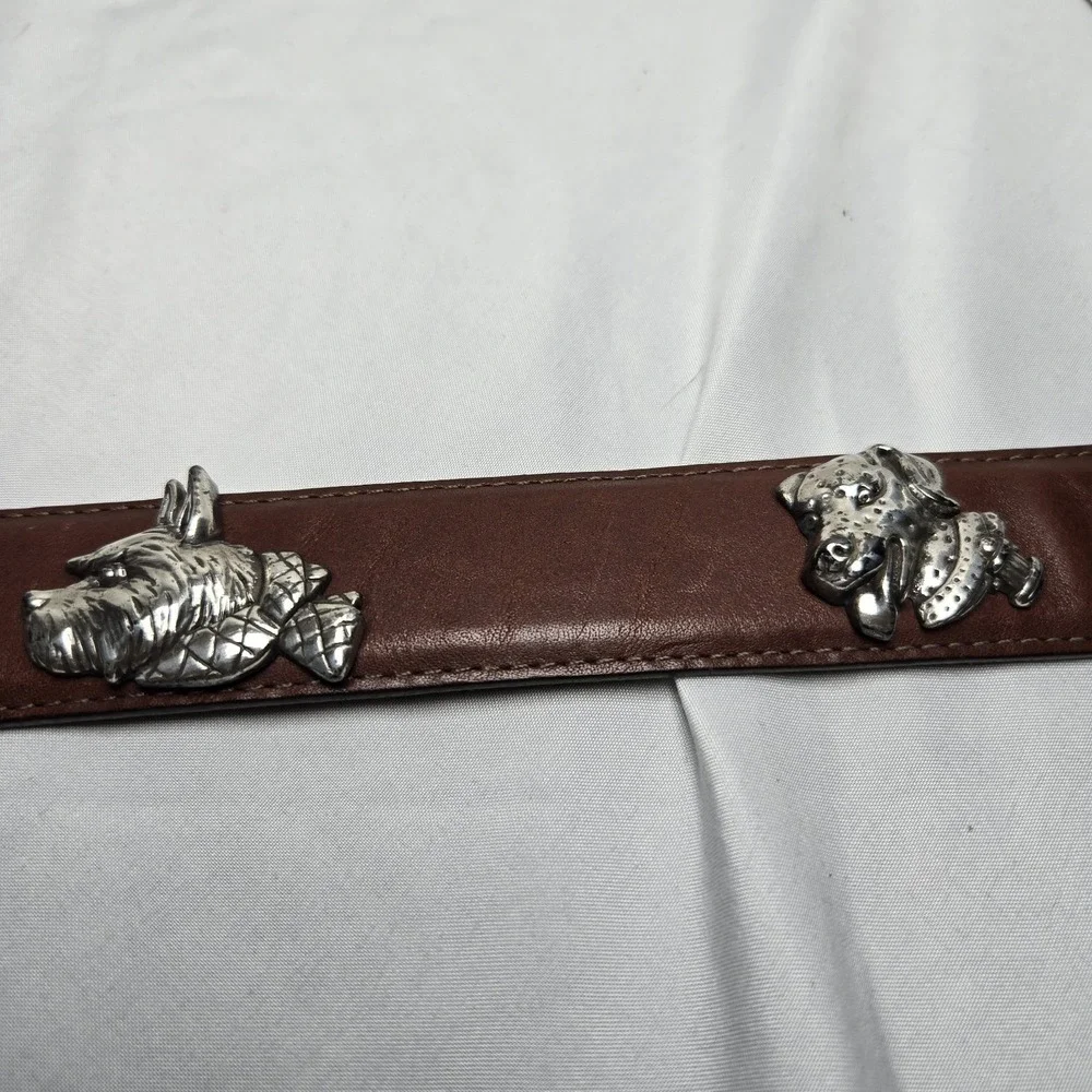 Vintage Brighton Handcrafted Brown Leather Concho Belt DOGS USA Medium 48707